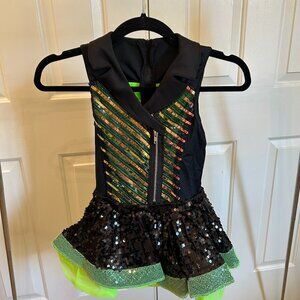Weissman Black and Green Sequin Dance Costume